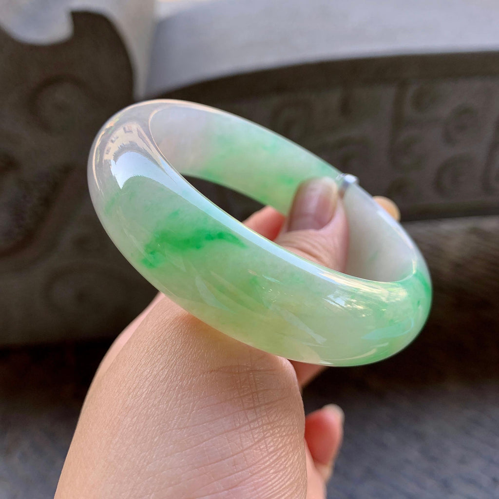 细糯种飘绿宽版轮胎手镯（58.7mm）（yc268950）