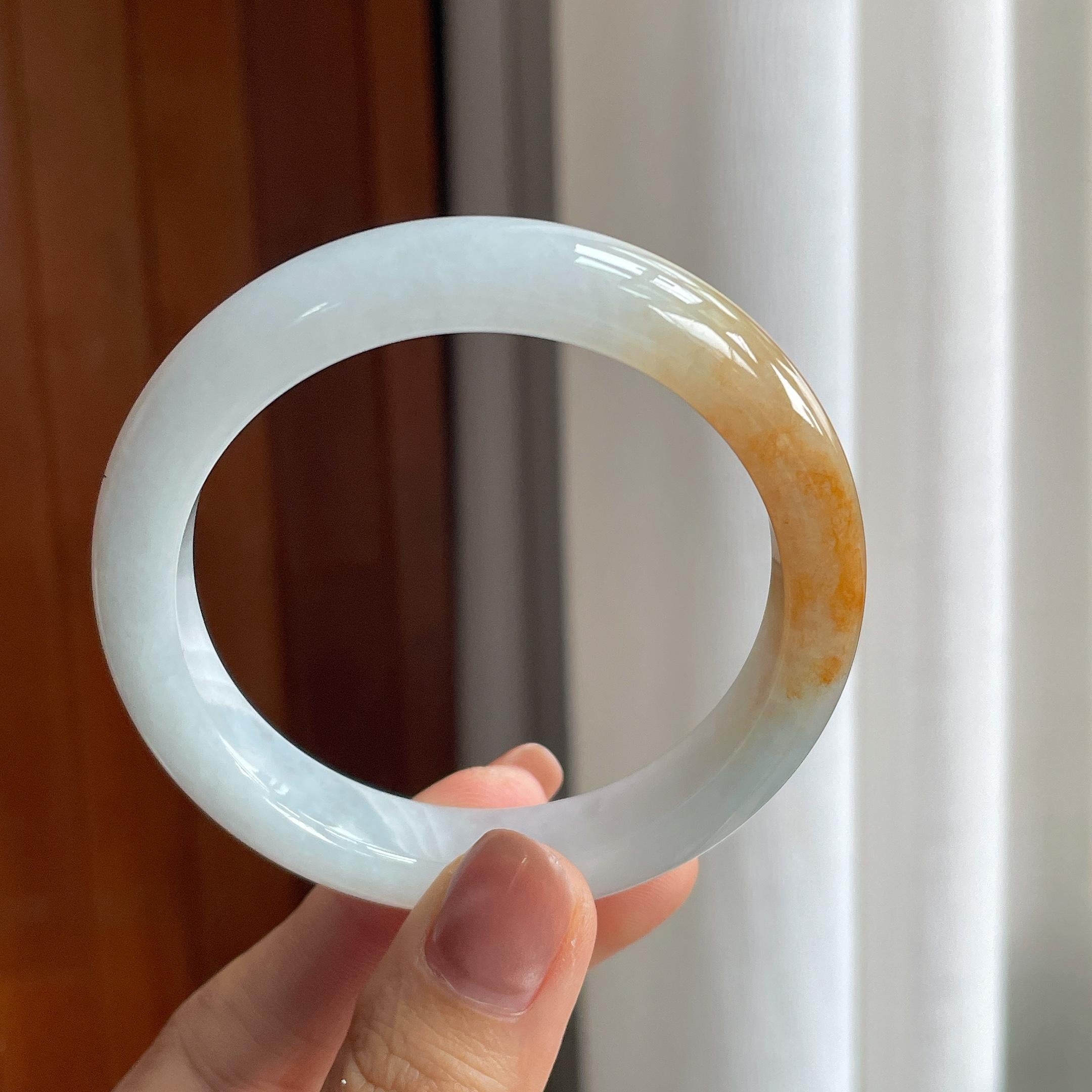 糯冰黄翡翡翠平安镯（55.5mm）（yc286481）
