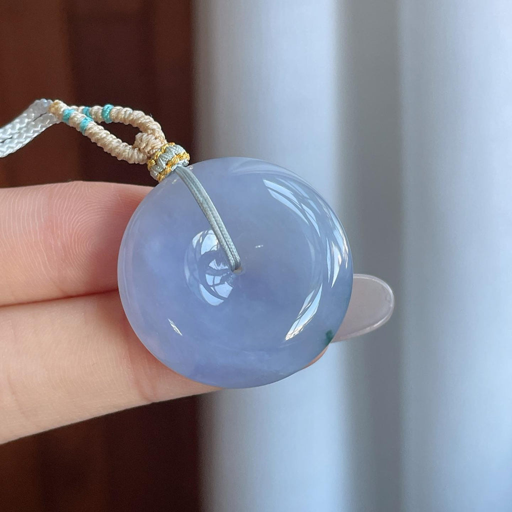 糯冰紫罗兰飘花翡翠平安扣（yc265748）