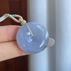 糯冰紫罗兰飘花翡翠平安扣（yc265748）