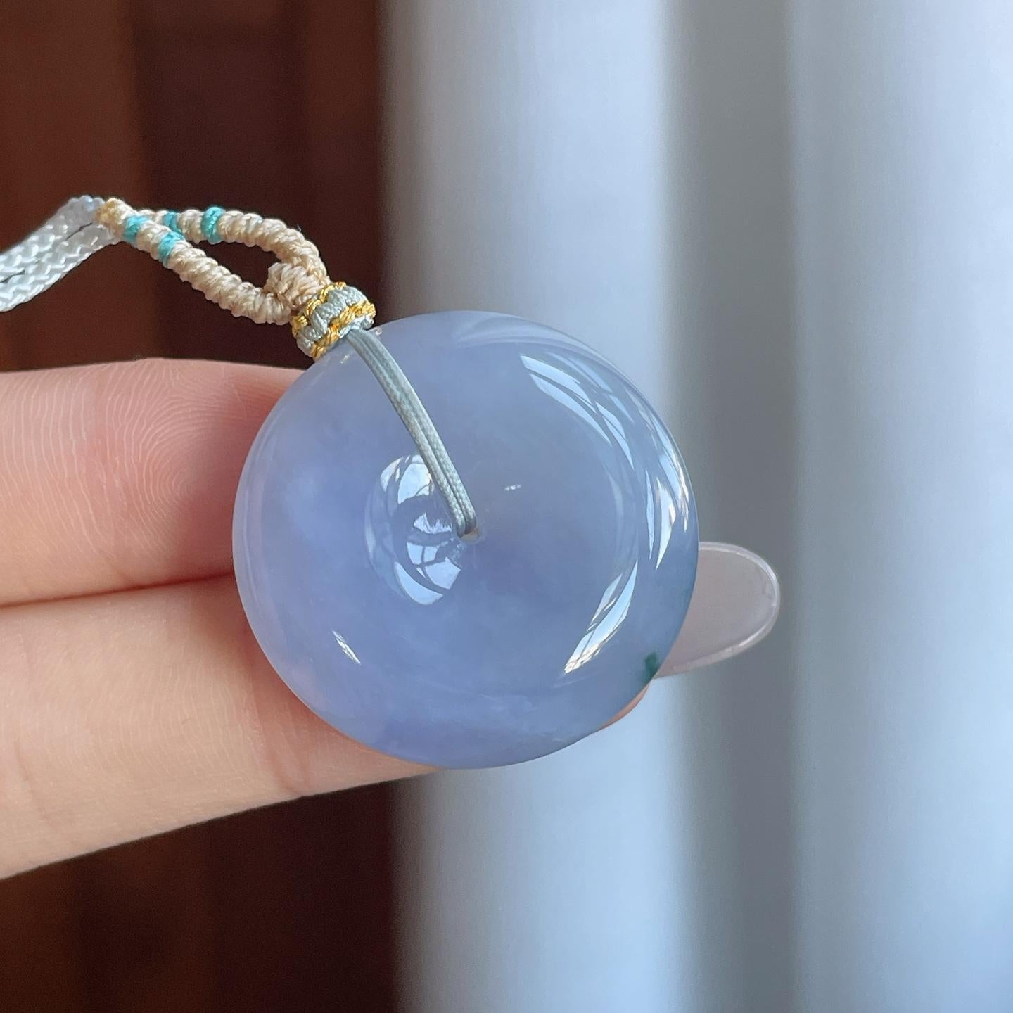 糯冰紫罗兰飘花翡翠平安扣（yc265748）