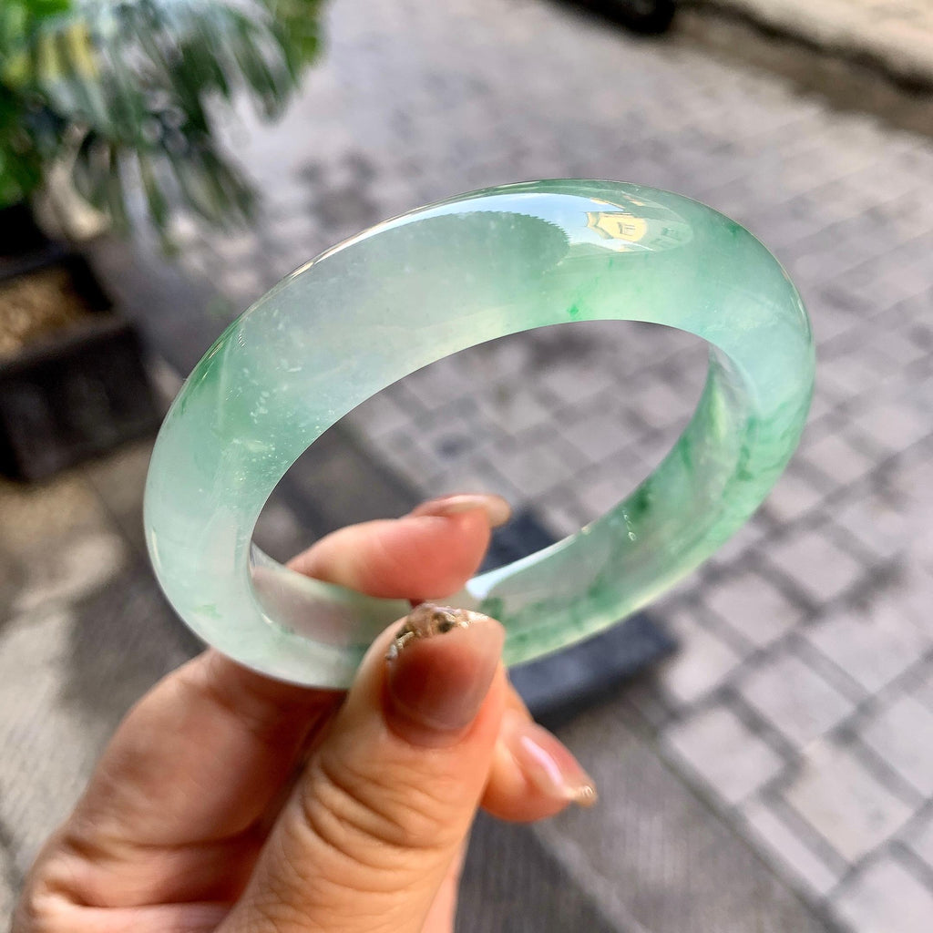 冰种飘花平安镯（55mm）（yc292635）