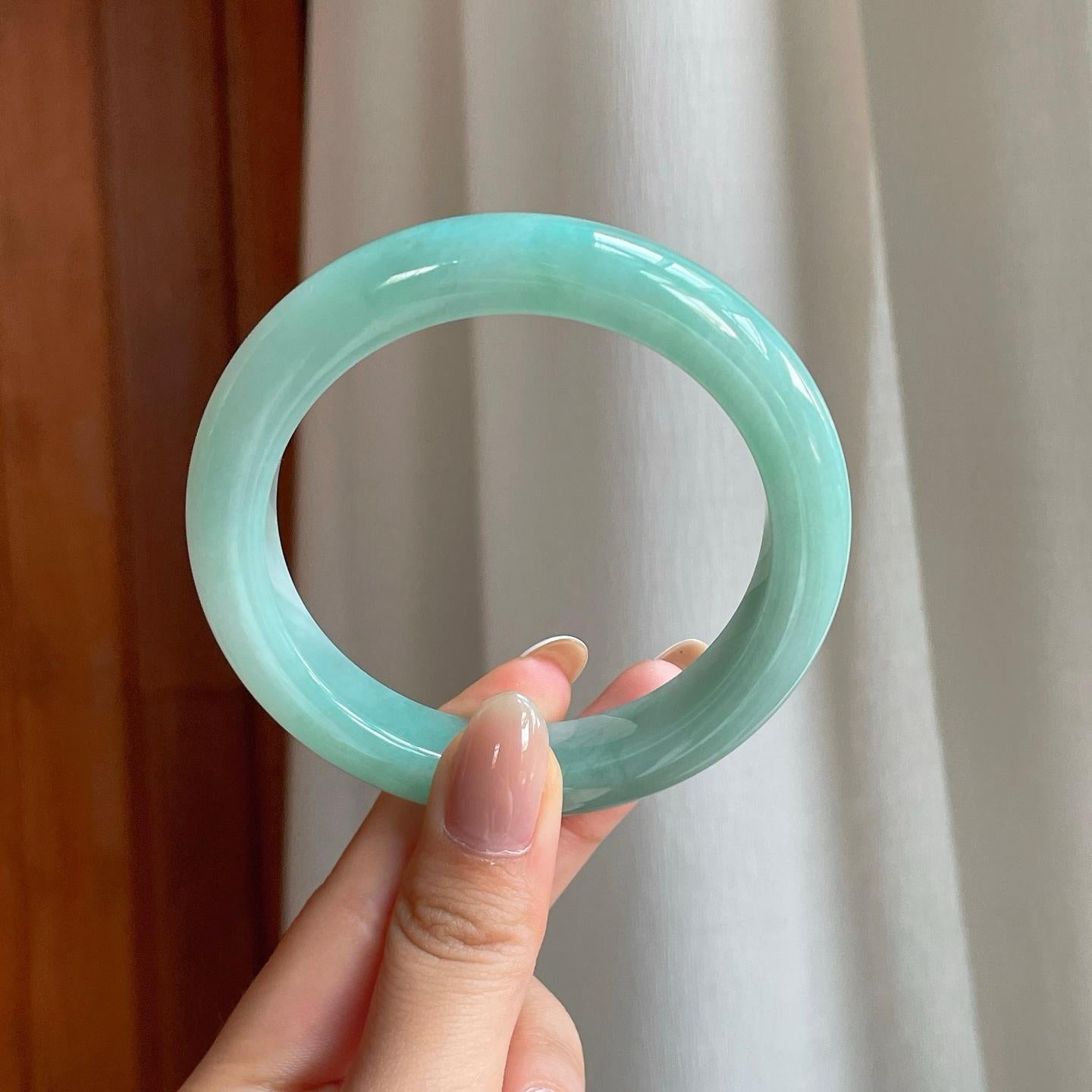 糯冰晴底翡翠平安镯（59mm)（yc376750）