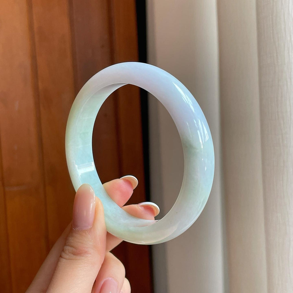 糯冰淡春彩翡翠平安镯（58.6mm）（yc375386）
