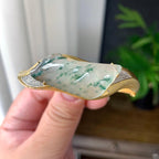 18K金钻镶糯冰种飘花随形贵妃手镯（活扣）（yc221441）