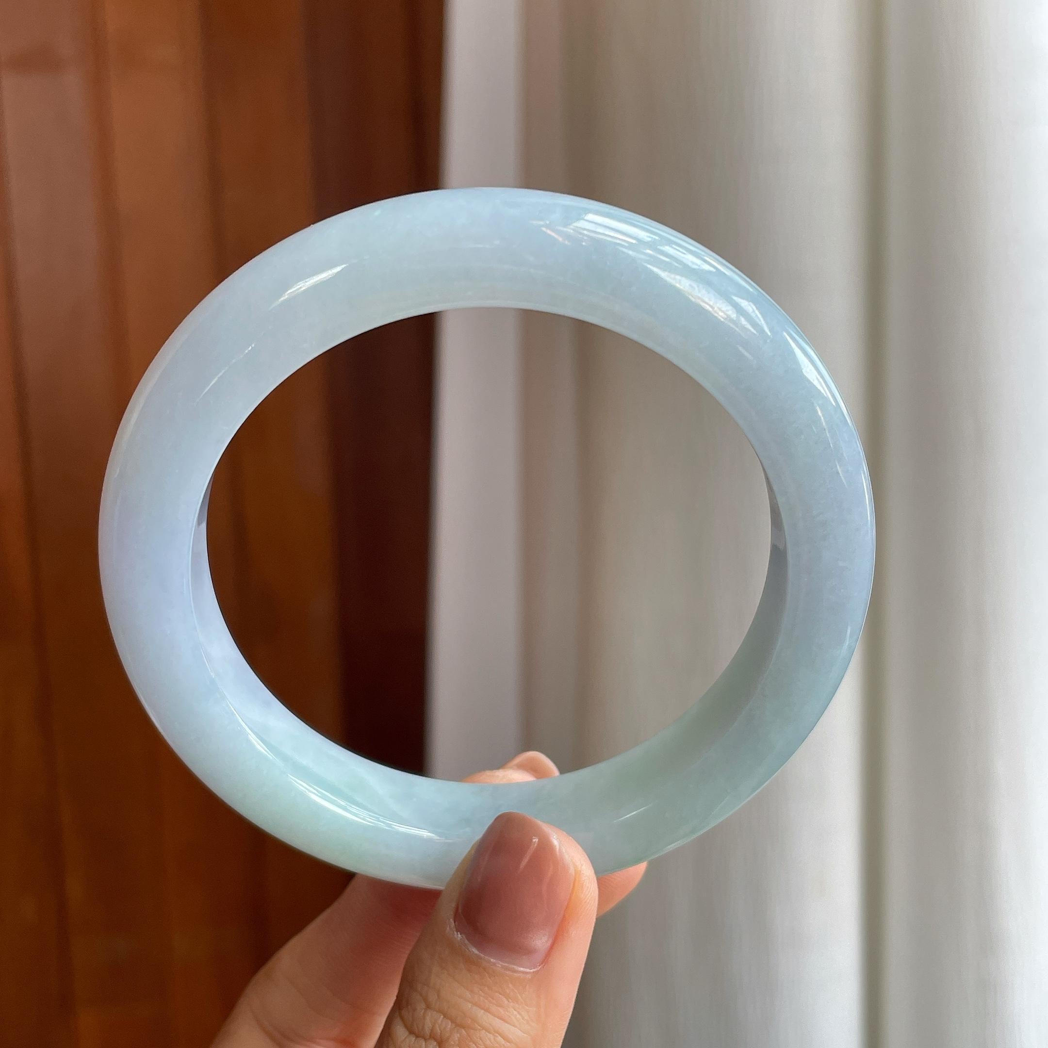糯冰淡春彩翡翠平安镯（63.5mm）（yc289697）