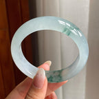 冰种飘花翡翠平安镯（55mm）（yc206757）