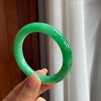 糯冰满绿翡翠圆条手镯（53.5mm）（yc407622）