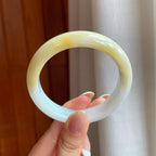 糯冰黄翡翡翠平安镯（55.2mm)（yc370426）