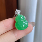 18k金镶糯冰满绿翡翠葫芦（yc241863）