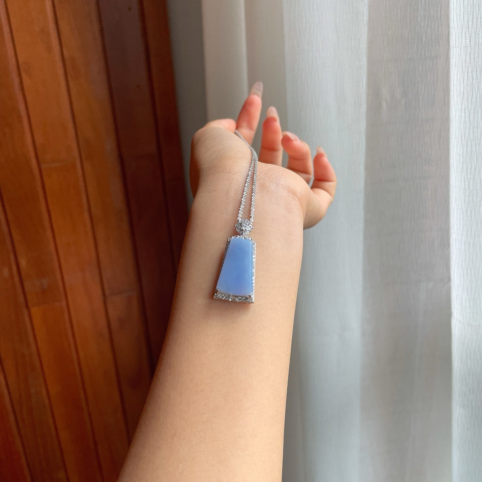 S925银镶冰种紫罗兰翡翠无事牌挂件（yc175933）