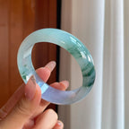 冰种飘花带紫翡翠宽版手镯（56.6mm）（yc356494）