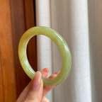 糯冰黄翡翡翠圆条手镯（53.8mm)（yc362668）