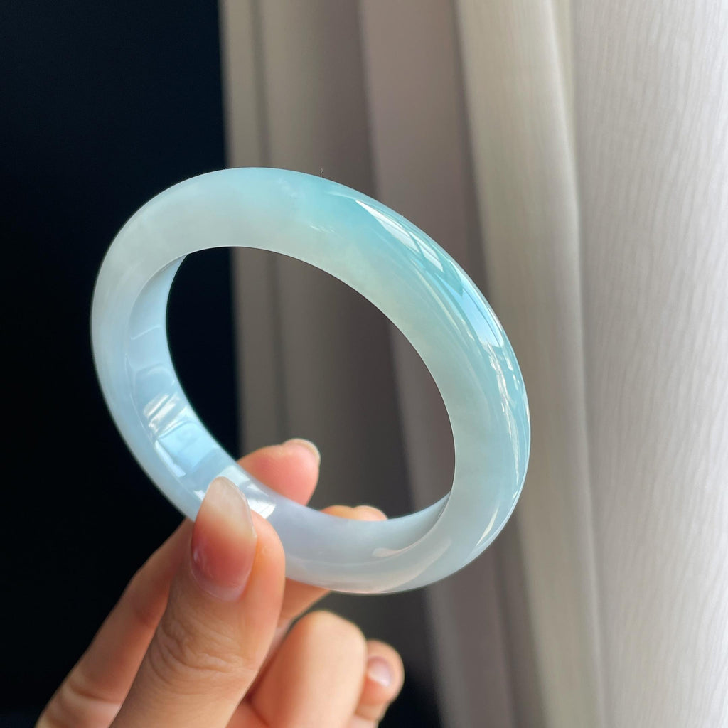 冰种蓝晴底翡翠平安镯（56.7mm)（yc318565）