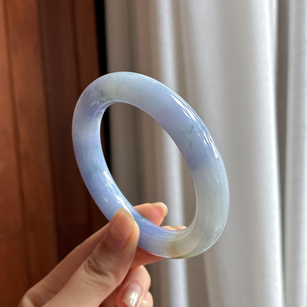 糯冰种紫罗兰特色圆条手镯 56圈 天然缅甸A货翡翠（yc484496）