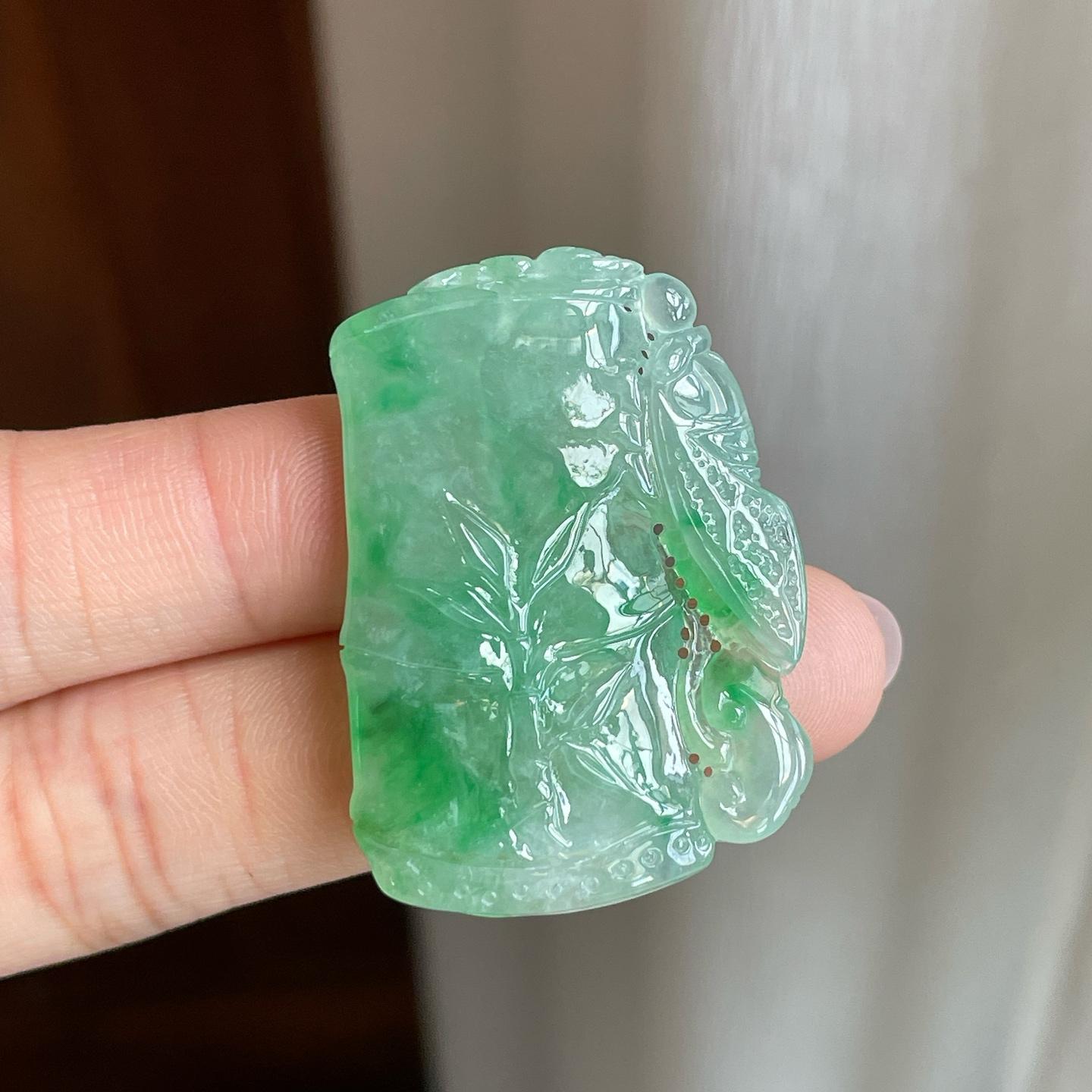 糯冰飘花翡翠竹节（yc302095）