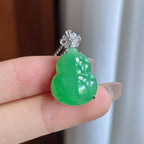 18k金镶糯冰满绿翡翠葫芦（yc241863）