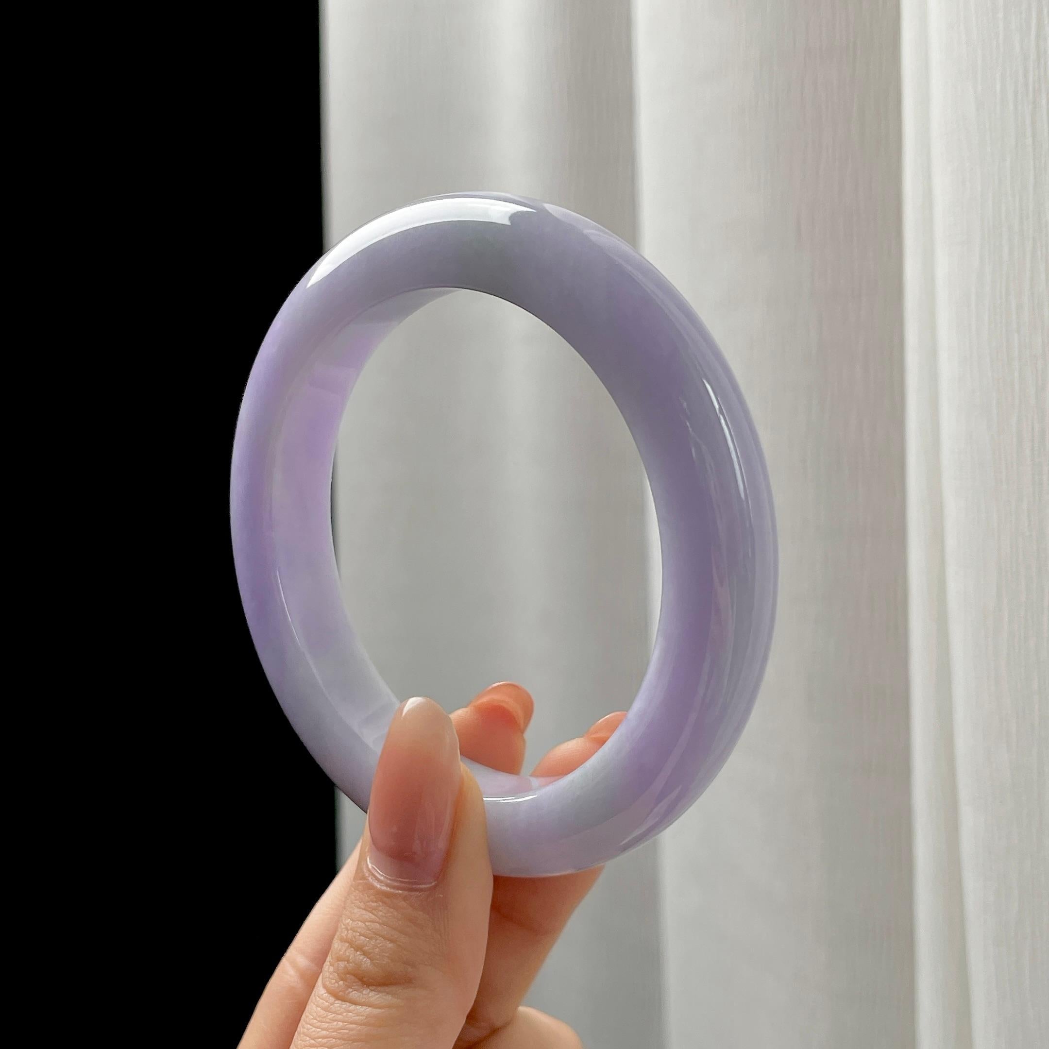糯冰春带彩翡翠平安镯（58.3mm)（yc348970）