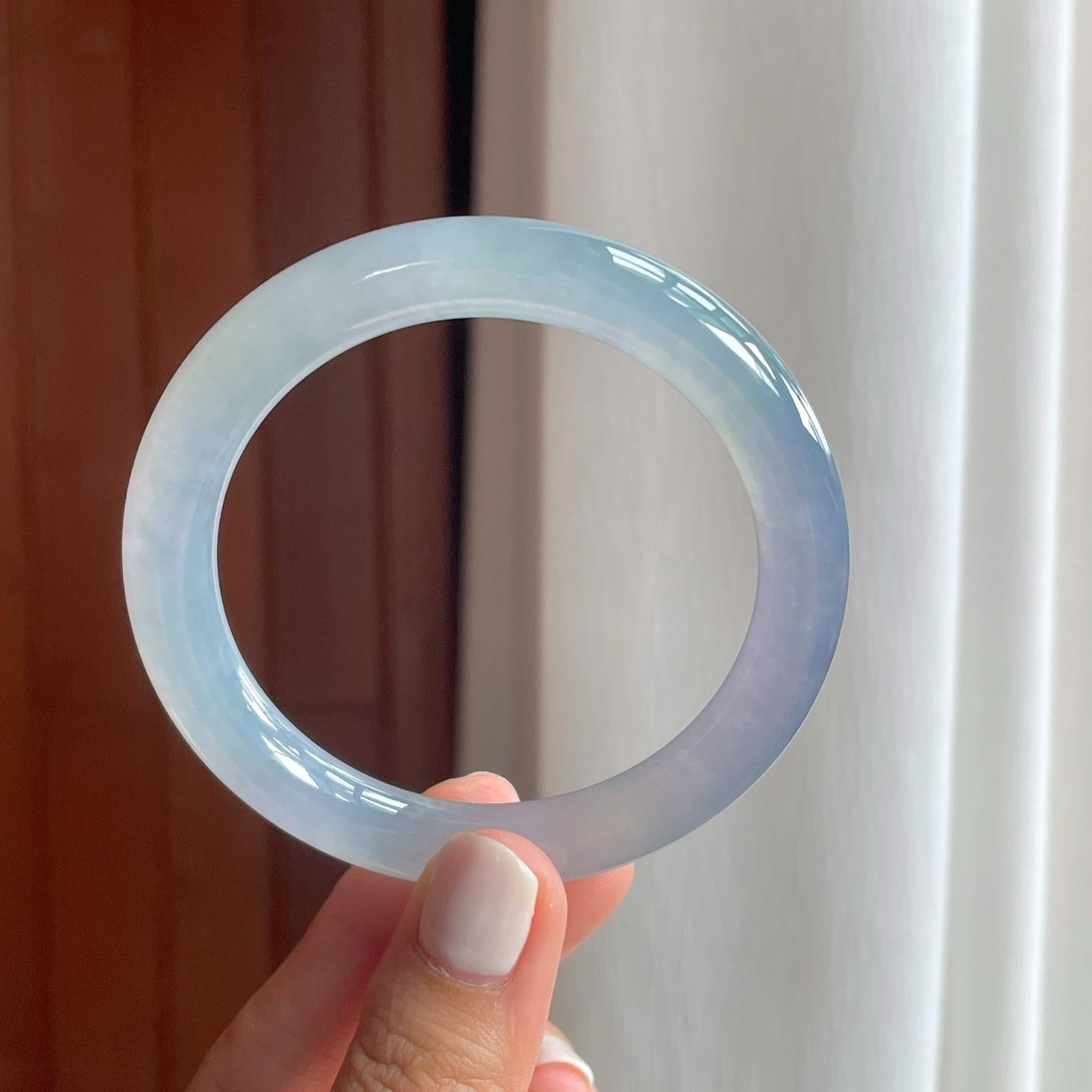 冰种紫罗兰翡翠圆条手镯（56.3mm）（yc249152）