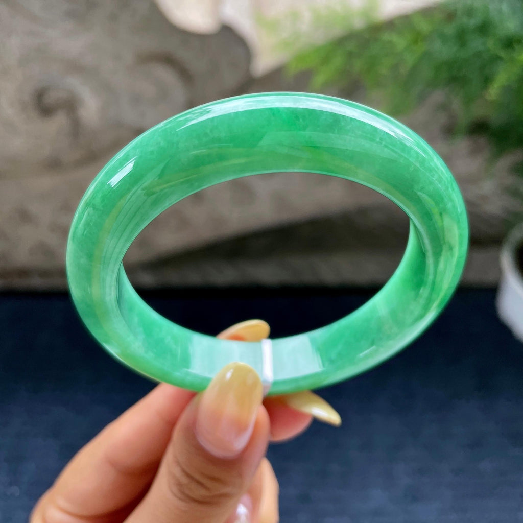 细糯种满绿正圈平安镯56.3圈 天然缅甸A货翡翠（yc489338）