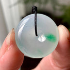 糯冰种飘绿平安扣吊坠 天然缅甸A货翡翠（yc325573）
