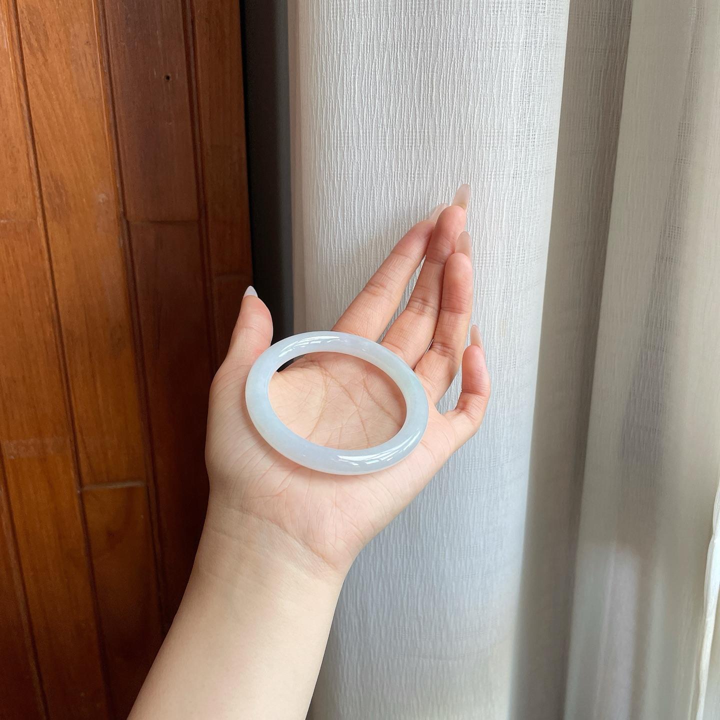 糯冰白月光翡翠平安镯（53.8mm）（yc282586）