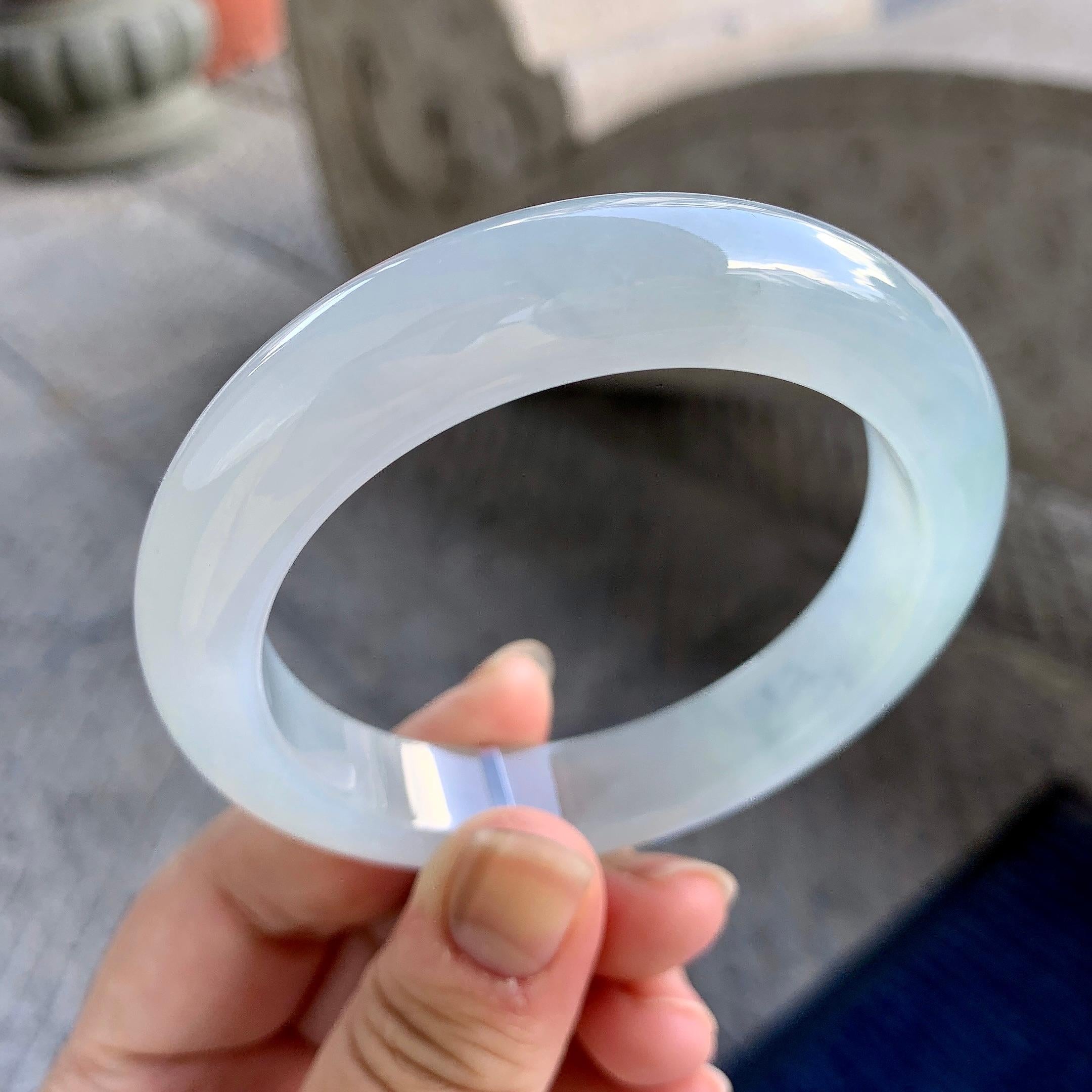 糯冰种淡晴底平安镯（57mm）（yc223266）