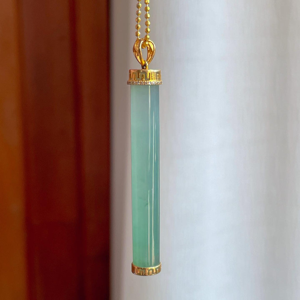 18k金镶冰种蓝晴底翡翠金箍棒（yc258407）