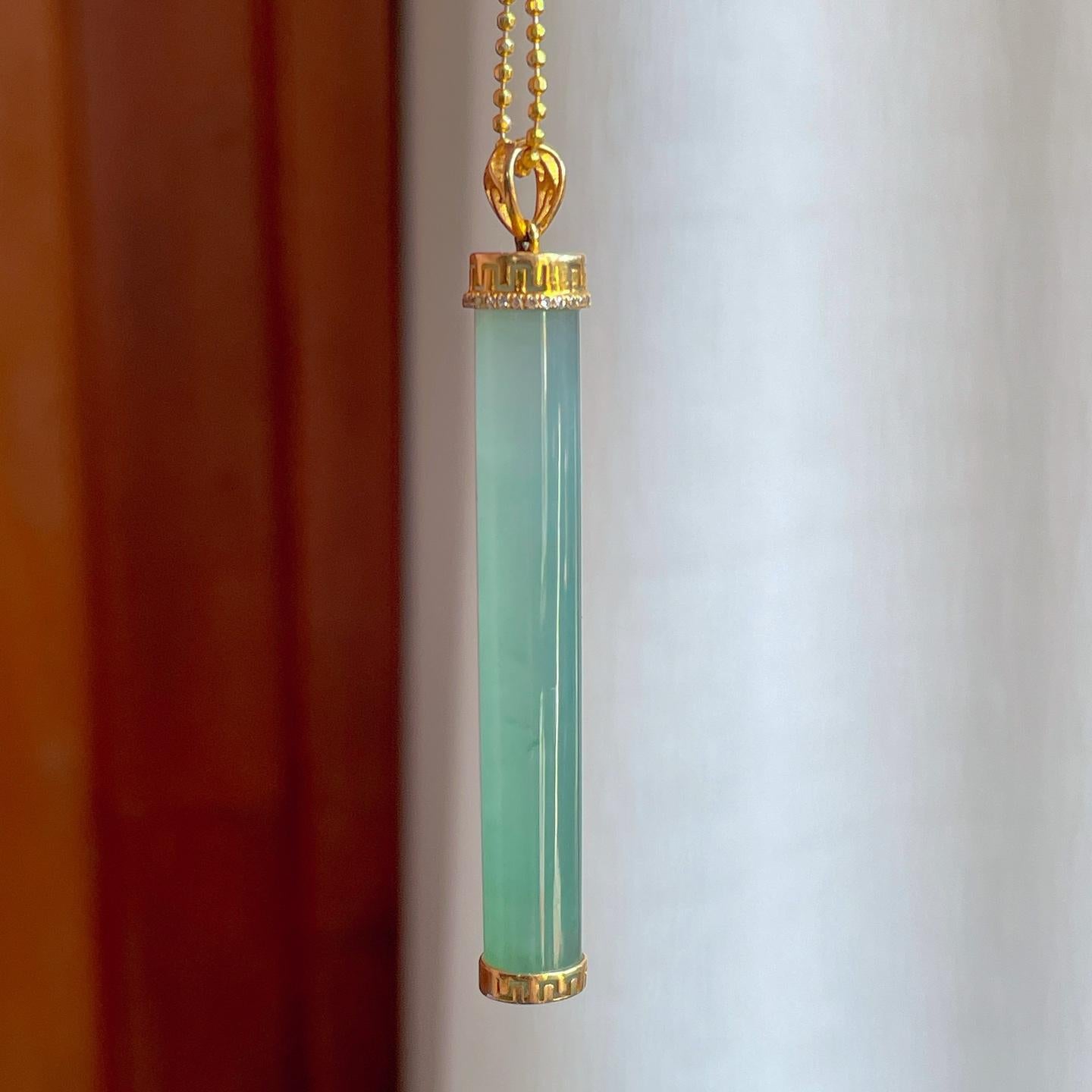 18k金镶冰种蓝晴底翡翠金箍棒（yc258407）