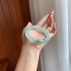 冰种飘花翡翠平安镯（56.3mm）（yc307041）