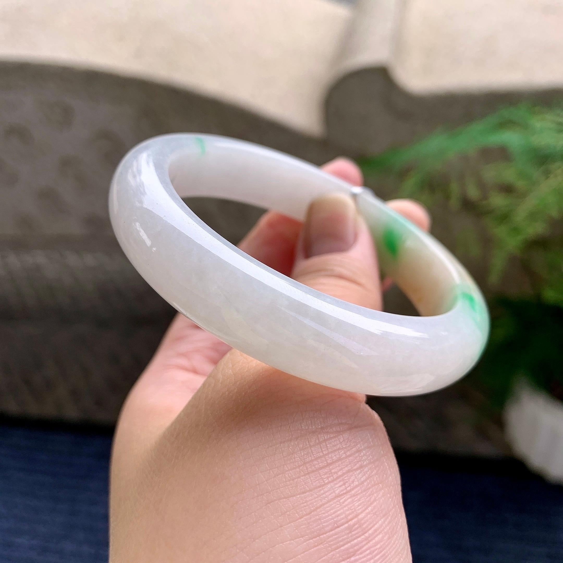 细糯种黄加绿平安镯（56.7mm）（yc233903）
