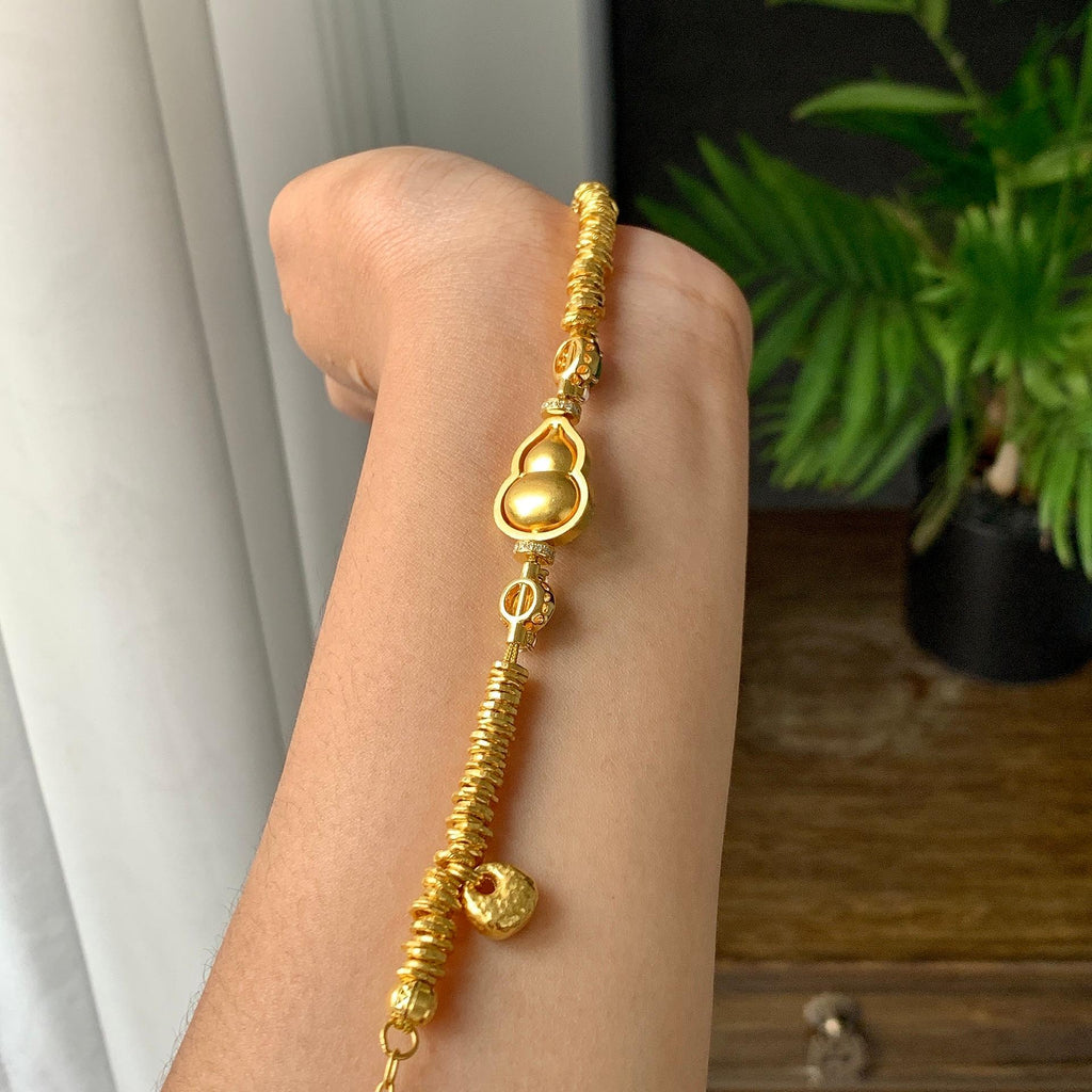 18K金钻+黄金镶糯冰种多彩盘缠手链（yc224990）