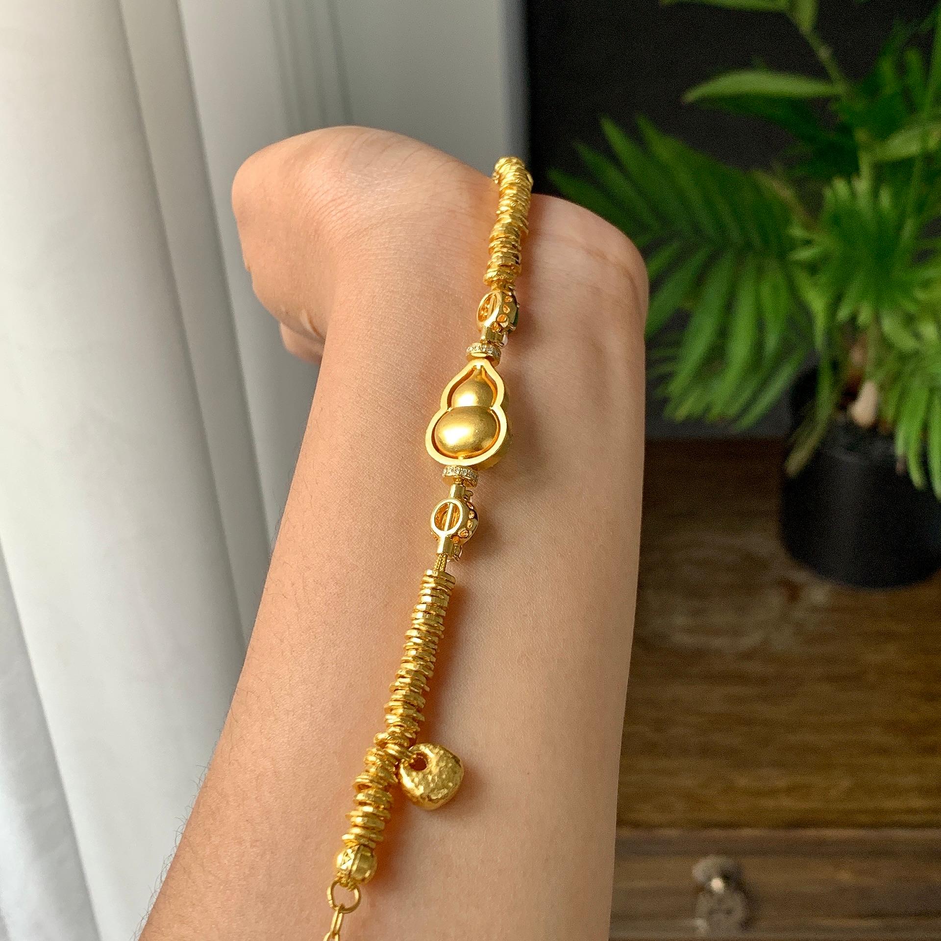 18K金钻+黄金镶糯冰种多彩盘缠手链（yc224990）