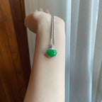 18k金钻镶糯冰满绿翡翠爱心吊坠（yc270308）