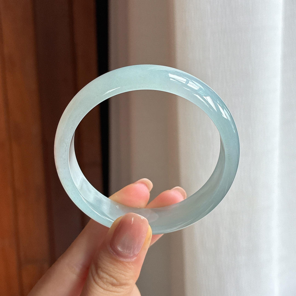 糯冰蓝晴翡翠平安镯（54.4mm)（yc424328）