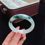 糯冰飘花正圈翡翠手镯（56mm）（yc017397）