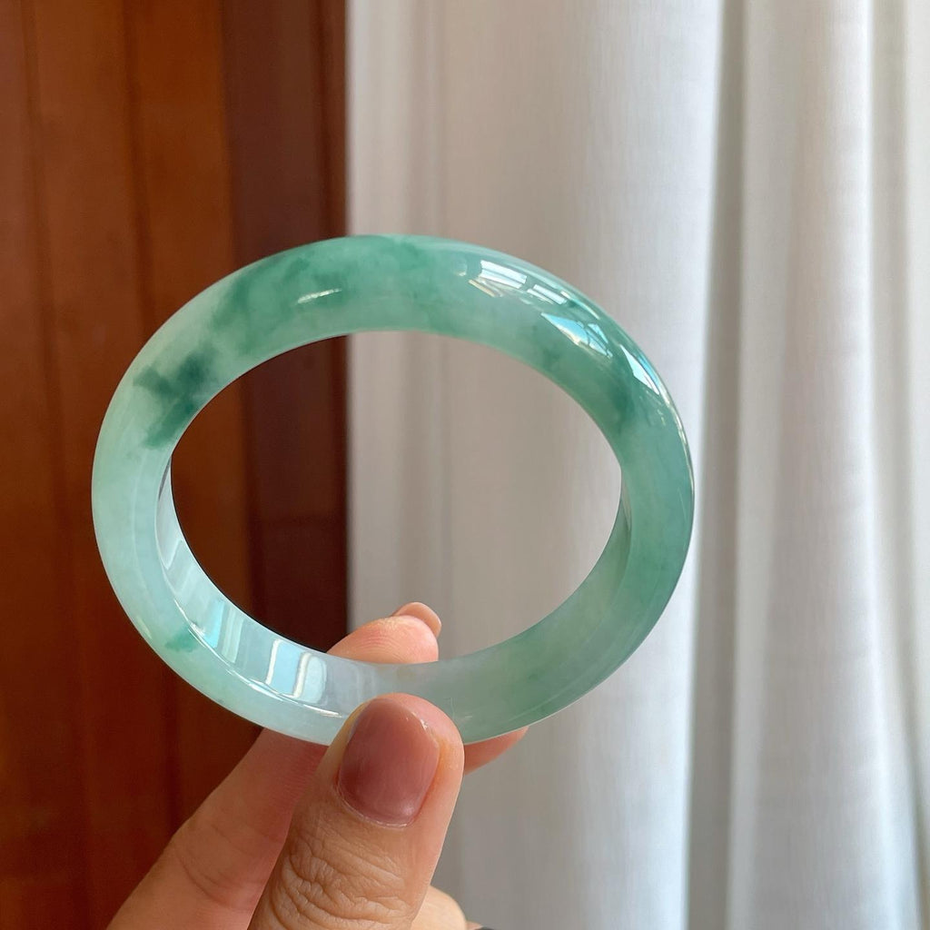 冰种飘花翡翠平安镯（56.7mm）（yc278717）