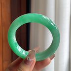 糯冰满绿翡翠平安镯（53mm）