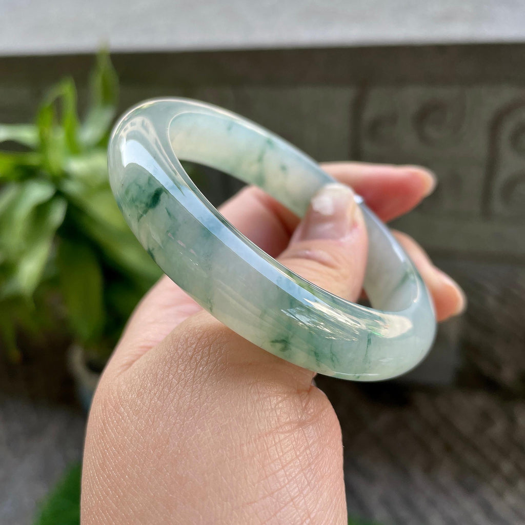 糯冰种飘花平安镯（55.4mm）（yc310093）