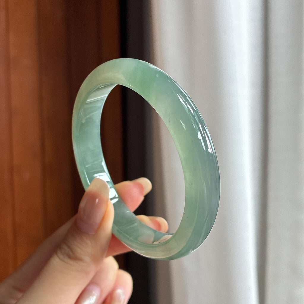 糯冰湖水绿正圈平安镯 56圈 天然缅甸A货翡翠（yc457698）
