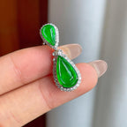 18k金镶冰种满绿翡翠水滴（yc244887）