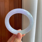 糯冰春底带色翡翠平安镯（56.8mm）（yc276507）
