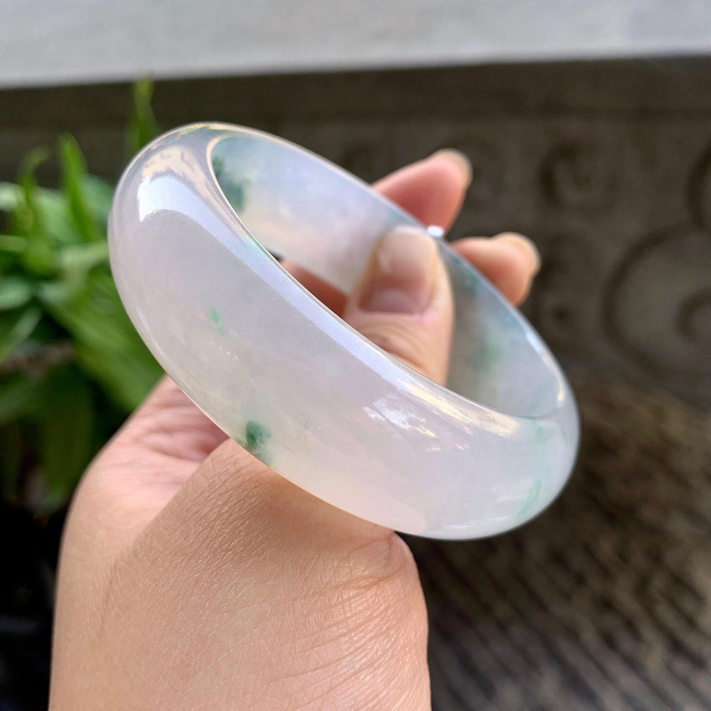 糯冰种飘花宽版轮胎手镯（56.8mm）（yc309460）