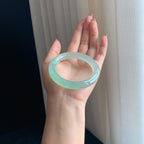 冰种晴绿底翡翠圆条手镯（54.7mm）（yc376748）