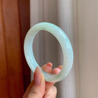 糯冰洒金带色翡翠平安镯（56.7mm)（yc350506）