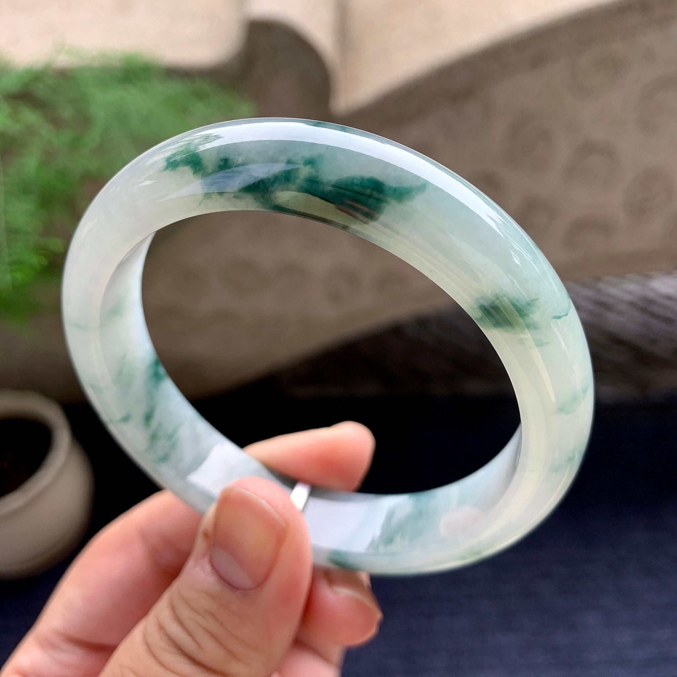细糯种飘花平安镯（58.2mm）（yc198253）