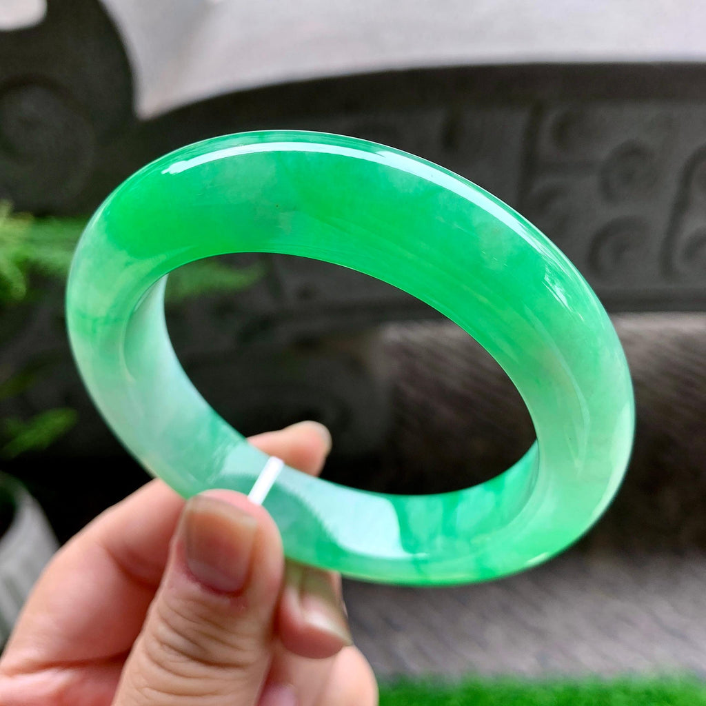 糯冰种阳绿平安镯（59mm）（yc254105）