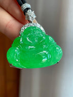 18k金镶糯冰满绿翡翠佛公（yc241848）