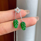 18k金镶糯冰满绿翡翠叶子（yc244916）