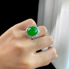 18k金镶冰种阳绿翡翠蛋面（yc373967）